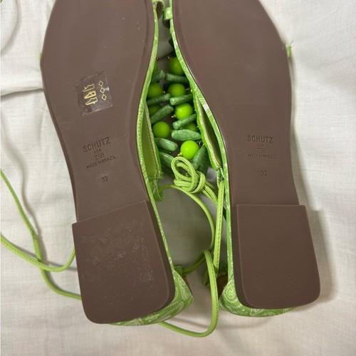 Schutz Sasha Embellished Thong Sandals Size 7.5 Green Beach Summer Resortwear - Picture 7 of 10