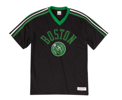 Mitchell & Ness BOSTON CELTICS Overtime Win V-Neck Team Logo T-Shirt schwarz neu