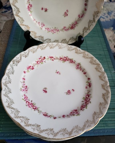 SET 6 ANTIQUE KPM GERMAN CABINET DISPLAY OR LUNCHEON PLATES W/ROSES - Picture 2 of 9