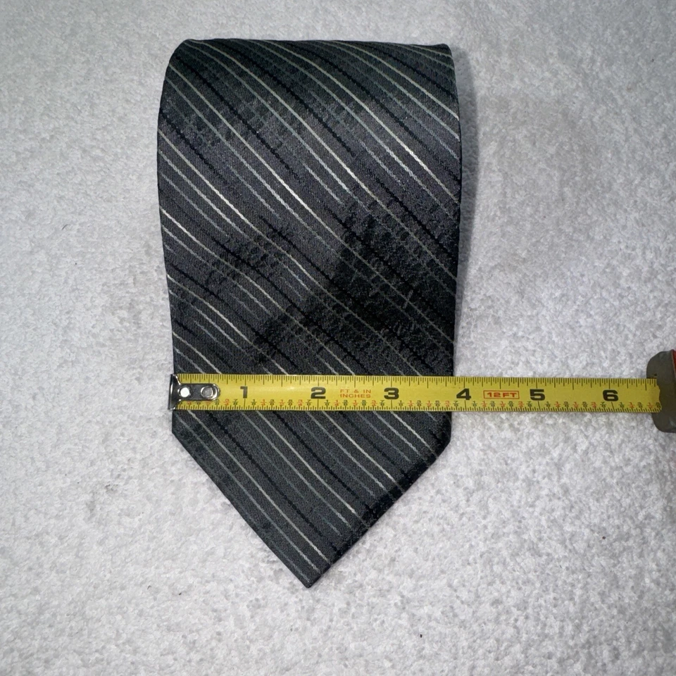 Mens Gray Concepts By Claiborne Handmade Striped 100% Silk Tie NWOT 4”W 59”L Foto 3 de 4