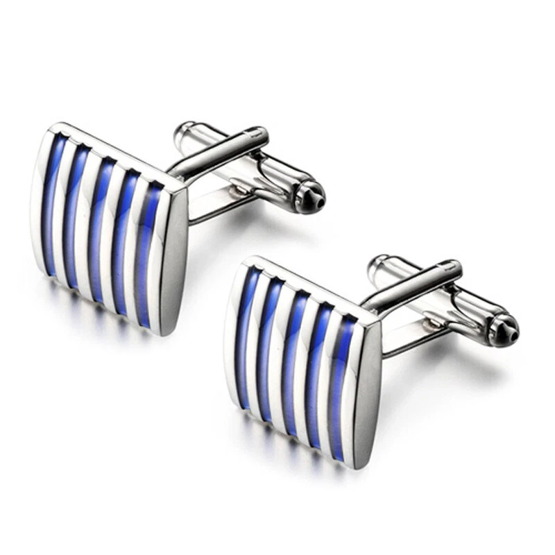 Men Clasps Jewelry Vintage Cufflinks Rhinestone Classic Silver Cuff Links Tie - Image 2 of 4