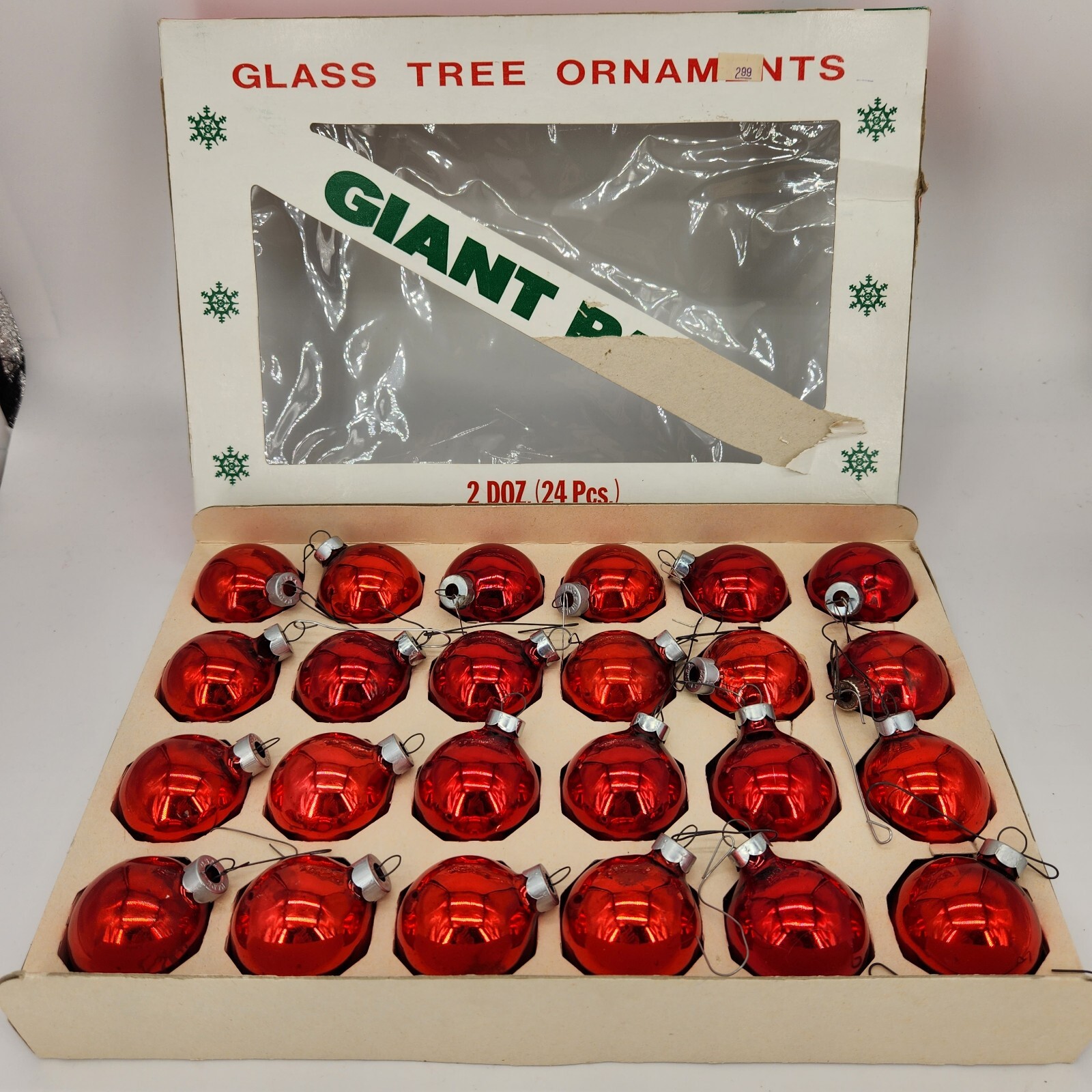 Vintage Red Glass Christmas Tree Balls/Ornaments (24) Essex Franke