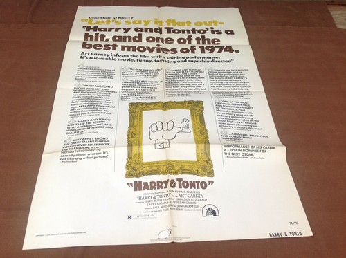 1974 Harry & Tonto Original Movie House Full Sheet Poster 