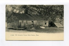 North Easton MA Mass antique postcard,  Old Sampson House, shed