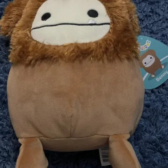 Squishmallow Benny the Bigfoot Sparkly Gold Tinsel Hair 7.5” Brown NWT