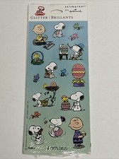 Hallmark Peanuts Easter Glitter Stickers 4 Sheets Snoopy Charlie Brown