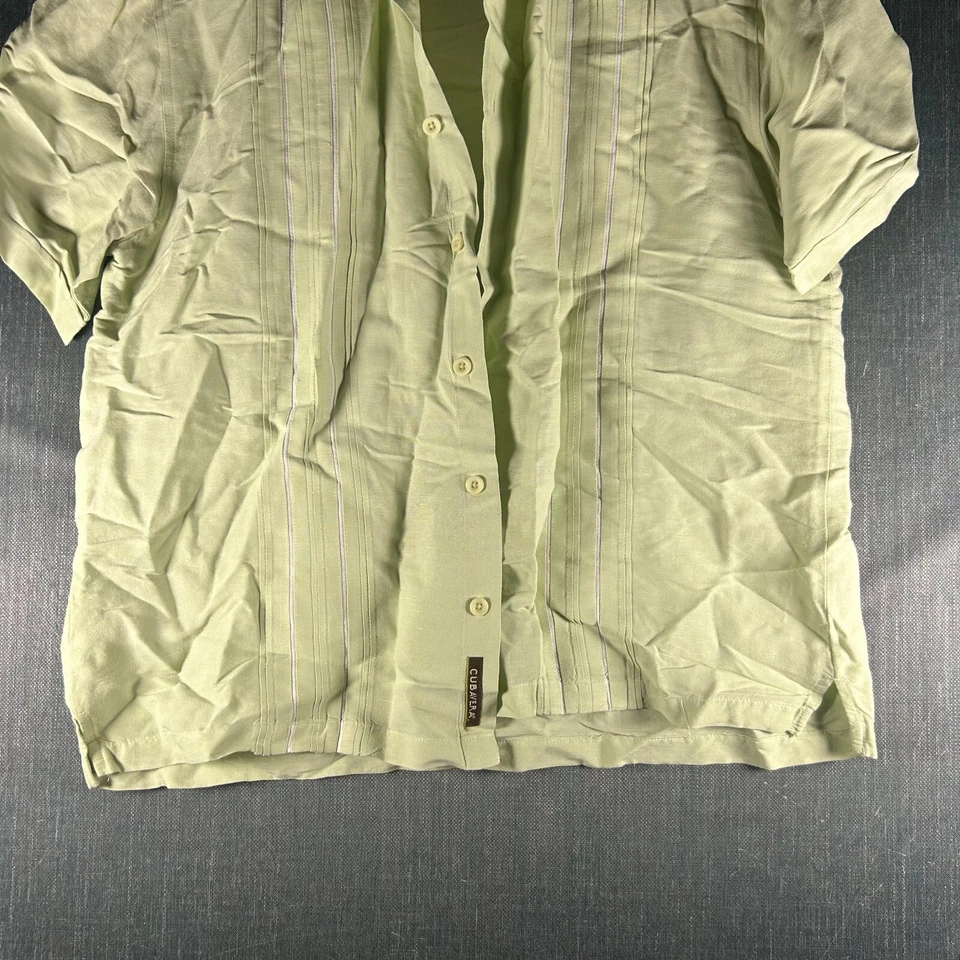 Cubavera Mens Shirt Size Large Light Green Linen Rayon Short Sleeve Button-Up - Image 3 of 4
