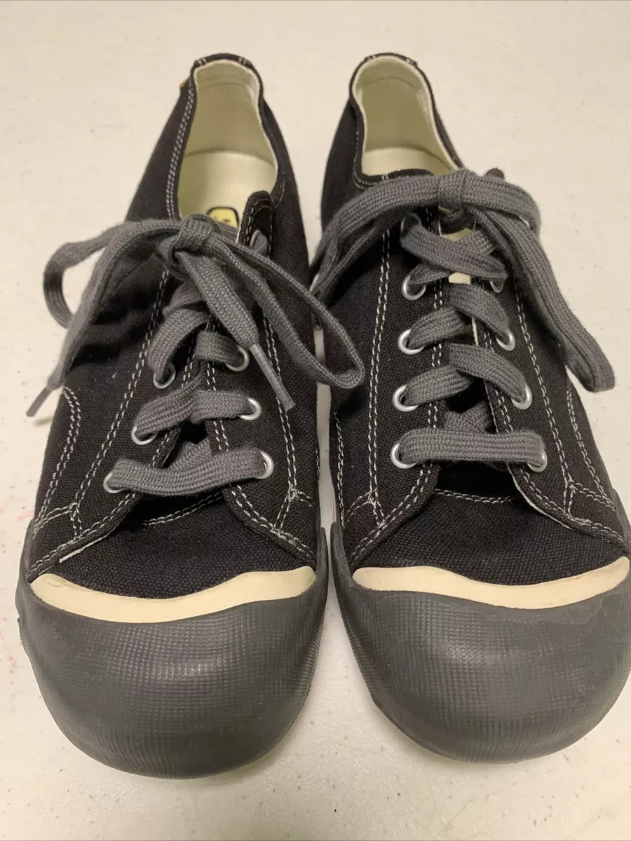KEEN Black Canvas Rubber Bump Toe Sneakers Women's Size 4-Lace Up Vulcanized VGC