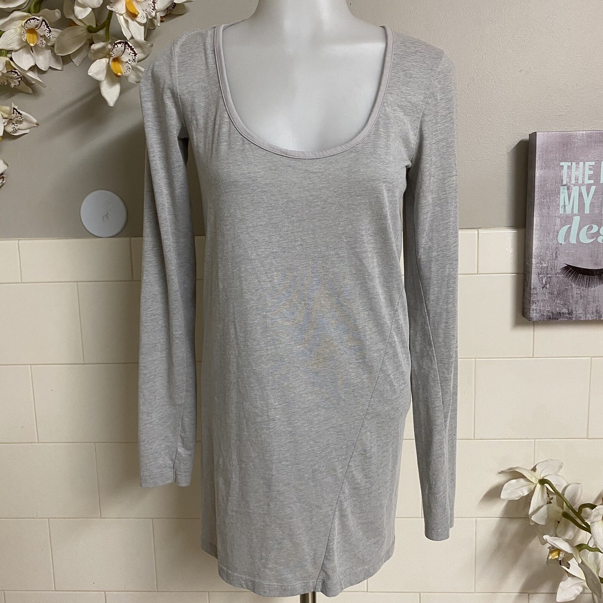 Women Long Sleeves Mini Shirt Dress Size Color a Gray | eBay