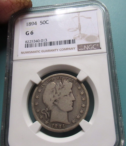 1894 BARBER HALF DOLLAR NGC G-6 SILVER HALF DOLLAR NO RESERVE.