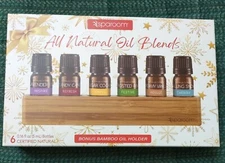 SpaRoom Set of 6 All Natural Holiday Oil Blends w/Bamboo Holder (NIB)
