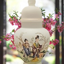 Vintage Norleans Frosted Glass Asian Ginger Jar Vase With Lid Made in Italy