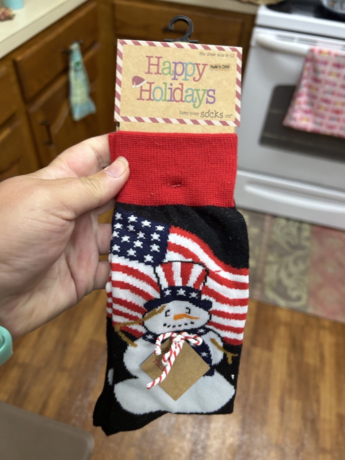 Christmas Snowman And Flag Socks | eBay