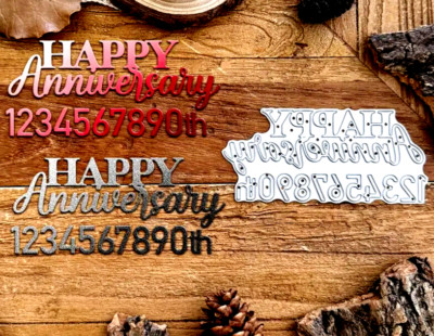 HAPPY Anniversary & 10 Zahlen Stanzschablone für besonderes Datum. Scrapbooking . U 9