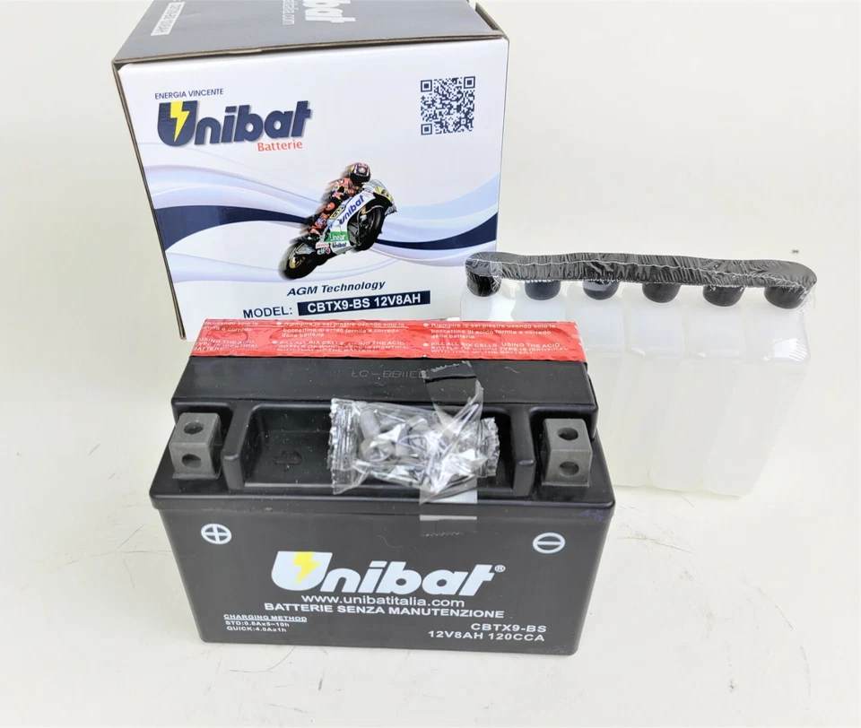 BATERÍA UNIBAT CBTX9-BS AGM SIN MANTENIMIENTO HONDA XR650L XR 650L 93-16 YTX9-BS Foto 2 de 2