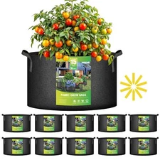 10/20-Pack 15 Gallon Thickened Grow Bags Nonwoven Fabric Pot for Garden Black