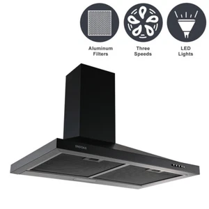 30 inch Range Hood Wall Mount Kitchen Exhaust Vent 450 CFM 3-speed w/LED Black