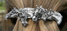 Driving Horses  Hair Jewelry barrette Pewter  Harness Jewelry  Zimmer