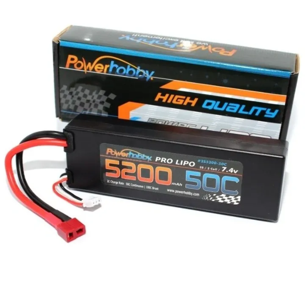Powerhobby Hard Pack 2S 7.4V 5200mAh 50C LiPO Battery with Deans T