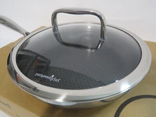 Pampered Chef Stainless Steel Nonstick 10" Skillet Frying Pan Cover W/ Cover NEW