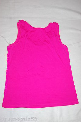 Womens BRIGHT HOT PINK TANK TOP Lace Covered Front M 8-10 | eBay