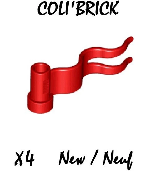 Lego 4495 - 4x Drapeaux / Flag 4x1 Wave - Rouge / Red - NEW NEUF