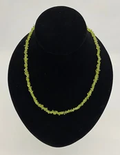 NATURAL PERIDOT CHIP NECKLACE BEAD 18" DYED Fashion Statement Healing Chakra