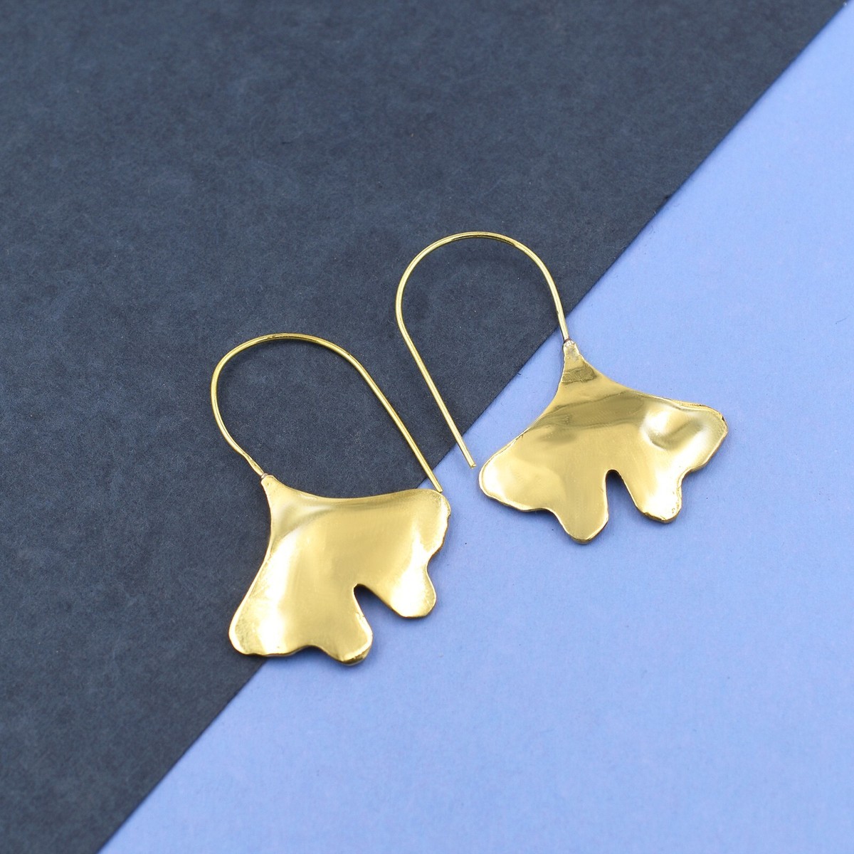 NEW! Gold Plated Minimalist Gingko Hook Earrings Shop Our Creative Alloy Ginkgo Leaves Earrings for Women main image 2