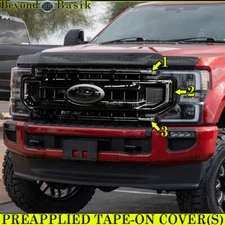 2020-2022 FORD F250 F350 F450-F600 (XLT) Grille COVER OVERLAY INSERT GLOSS BLACK