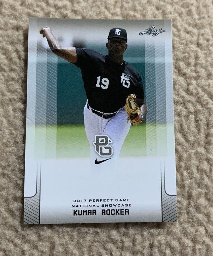 KUMAR ROCKER 2017 LEAF PERFECT GAME NATIONAL SHOWCASE NIKE ROOKIE CARD