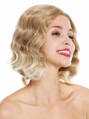 Perruque Femme 20er Swing-Charleston Chicago Raie au Milieu Ondulés Blond Mix - Photo 1/4