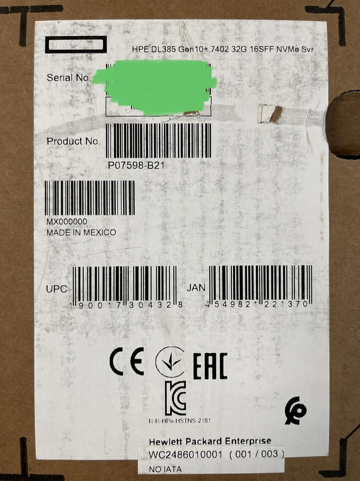 HPE DL385 Gen10+V2 2x EPYC 7513 512GB RAM 4x 750GB 12x 3.2TB NVMe SSD RPS 25GbE - Image 3 of 3