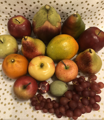 Large Lot Faux Fruit & Vegetable Decor Pear Apple Mango Orange Eggplant