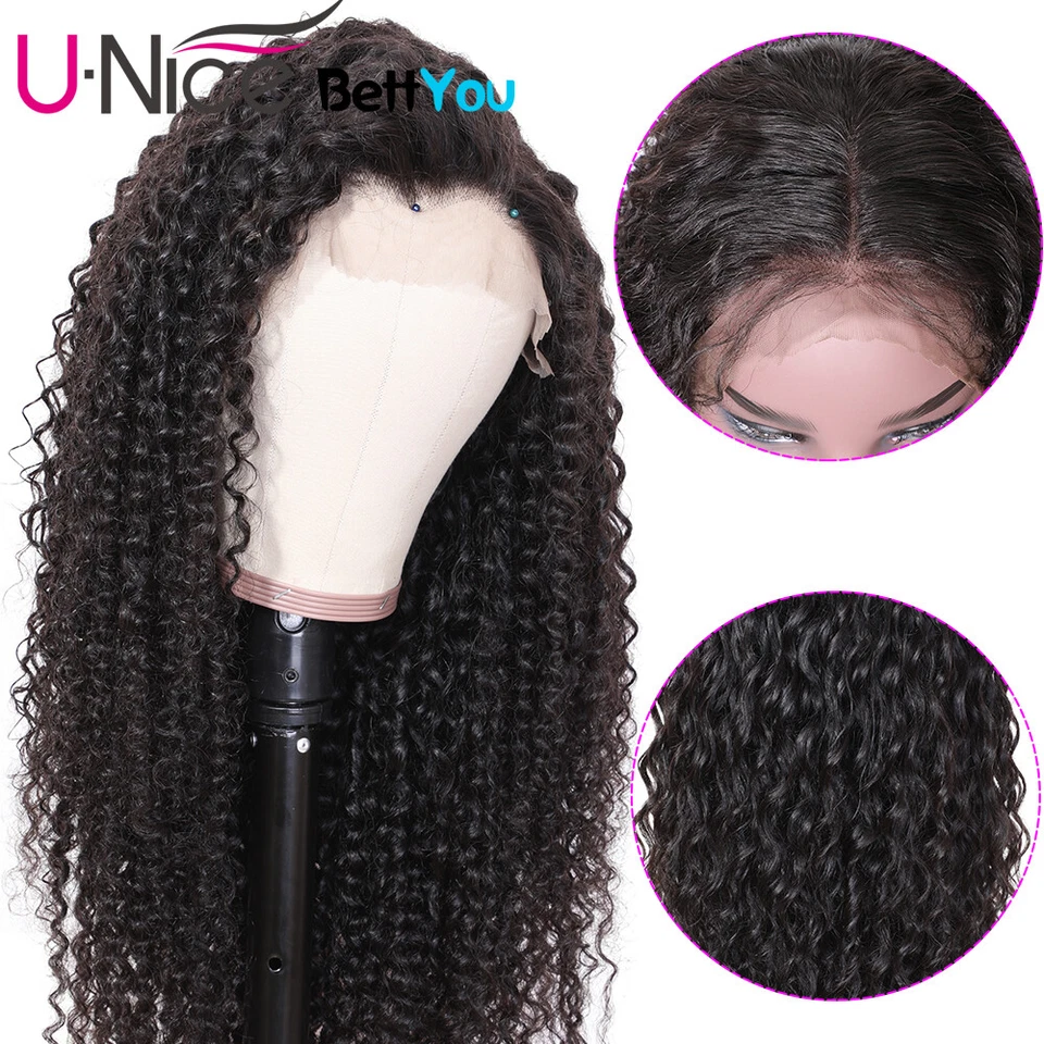 Парик UNice малазийский кудрявый 13x4 парики с кружевной передней частью из натуральных человеческих волос для черных женщин 18 дюймов США - Изображение 2 из 4