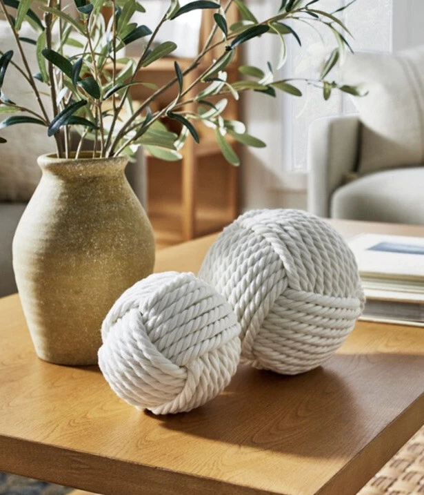 Studio Mcgee Threshold woven Decorative rope balls Set Of 2 New Modern Farm