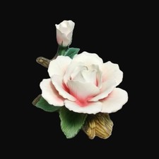 Gorgeous Lg. Vintage Capodimonte-Style Hand Painted Porcelain Rose, EUC