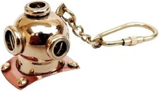 Brass Diving Helmet Keychain  Nautical Vintage Scuba Diver Key Ring Gift