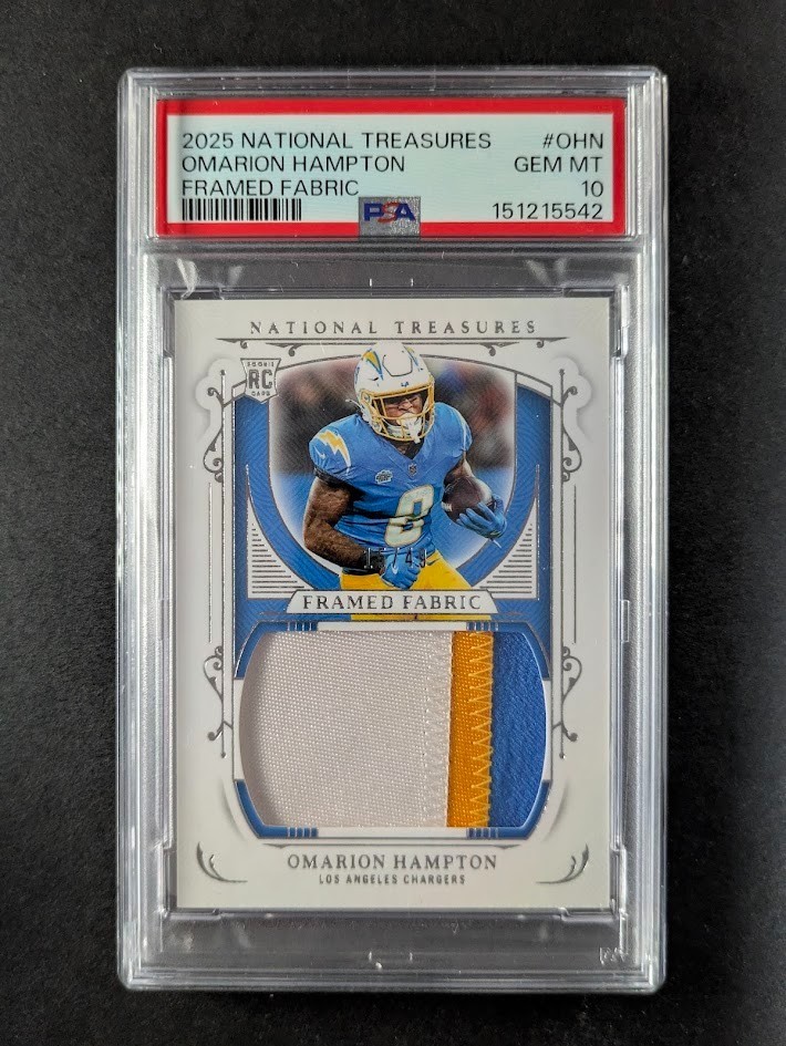 Omarion Hampton Panini National Treasures Crossover Rookie Patch Autographs #OHN Base