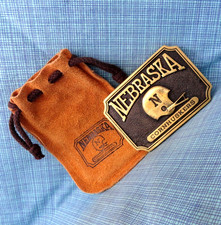 Nebraska Cornhuskers Belt Buckle RC NCAA Big Ten Huskers Brass Vtg 70s .BLT045