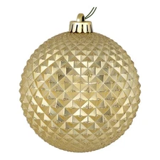 Vickerman 4" Plastic Durian Glitter Ball Ornaments in Champagne Gold (Set of 6)