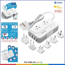 Travel Voltage Converter 200W Step Down 220V to 110V Plug Adapter 6 Outlet USB