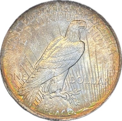 Rainbow Toned 1922 Peace Dollar American Savings & Loan Reverse 90% Silver