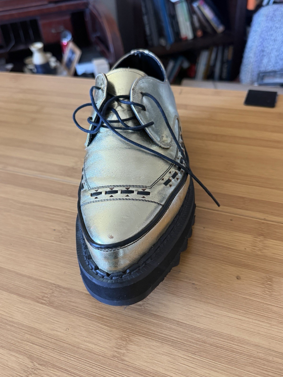 George Cox Made in England Gold Leather Creepers UK 8… - Gem