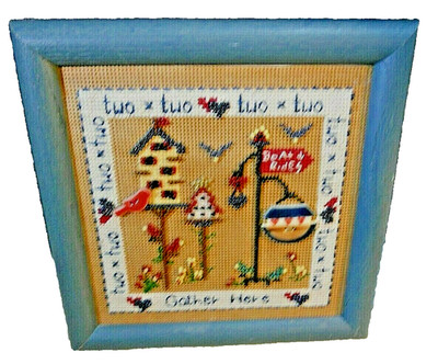 Mixed Media 2 x 2 Gather Here Finished and Framed Cross Stitch 7'' x 6.5''