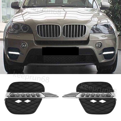Pair LED DRL Daytime Running Lights Front Fog Lamp For BMW X5 E70 LCI 2011-2013 - Bild 1 von 6