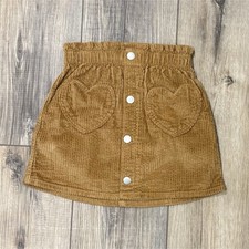 Old Navy Girls 4T Brown Corduroy A-Line Skirt Button Front Elastic Pockets