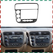 Real Carbon Fiber Center Console Cd Ac Panel Cover Trim For Honda Civic 2001-05
