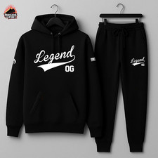 Legend Black Hoodie Joggers Sweatsuit 2pc Set To Match Men's Black White Sneaker