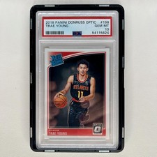 Trae Young 2018-19 Donruss Optic Rated Rookie #198 RC ROOKIE CARD PSA 10 Hawks. rookie card picture