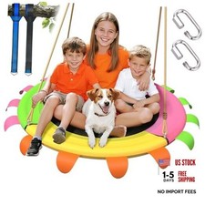 40 Inch Saucer Tree Swing for Kids Outdoor - 600lb Heavy Duty Capacity, Pink